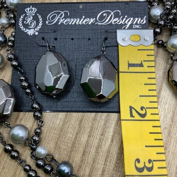Premier Designs NWT "Moonlight" Multi Strands Necklace & Earrings - Picture 4 of 9